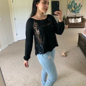 Black blouse with lace details